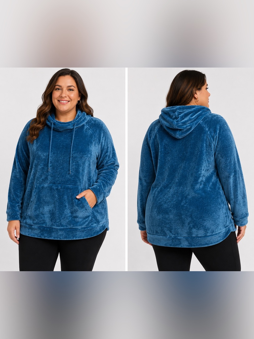 ACX Active XL Plush Velour Hoodie – Teal Blue
